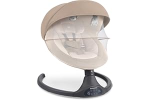 Kikka Boo Sdraietta Neonati Elettrica CODIE, Dondolo Elettrico per Neonati con Bluetooth, 5 Velocità, Schienale Regolabile, 10 Melodie, Fino a 9 kg, Beige