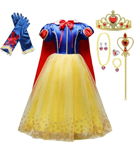 Tyidalin Assepoesterkostuum, prinses Assepoesterjurk voor meisjes, kinderen, Halloween, carnaval, party, verkleedkleding, blauw, 116-122 (etiket 120