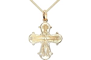 JEVELION Dagmar Kreuz-Anhänger Gold mit Panzer-Kette als Goldkreuz und Kreuzkette mit Schmuck-Etui