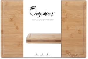 Organicook Large Wooden Chopping Boards for Kitchens - Wood Chopping Board - Bamboo Cutting Board, Charcuterie Boards - Pre Oiled, Strong and Long Lasting