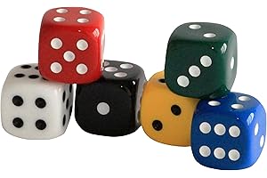 Weible Spiele 05120-6 - Acryl-Würfel, Uni, 20 mm, 6 Stück Blau,gelb,grün,rot,schwarz,weiß