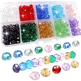 TOAOB 500 Pieces Glass Beads 6 mm Multi-Faceted Czech Glass Beads 10 Colours Transparent Round Glass Beads for Jewellery Maki