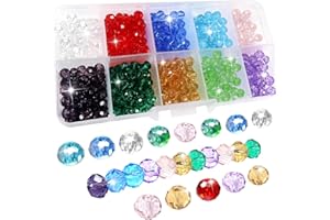TOAOB THE ONE AND ONLY BABY TOAOB 300 Pezzi Perline Cristallo Sfaccettato Colorate Trasparenti Perle in Vetro 6 x 6 mm Beads per Creazione di Gioielli Braccialetti Collane Bigiotteria Fai da Te