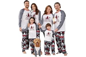 PATPAT Weihnachtspyjama Familie Set - Christmas Pyjama, Matching Pyjamas Couple, Partner Pyjama, Weihnachtsoutfit Familie, Weihnachtsschlafanzüge Couple Pyjama Set für Vater Mutter Kinder Kids Baby