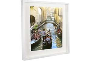 BD ART 50x50 cm groß Box 3D Objektrahmen Bilderrahmen mit Passepartout 40x40 cm, Weiß Quadratische zum befüllen, tiefer für objekte, foto, suvenirs 3 cm, für Wandbehang
