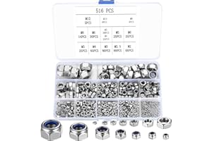 SZSLMY Assortimento di 516 Dadi Autobloccanti in Acciaio Inox, Dadi Esagonali a Morsetto M2 M2.5 M3 M4 M5 M6 M8 M10 M12