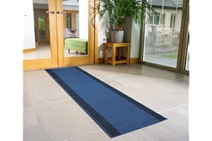 Bravich Pain Solid Border Pattern Very Long Hallway Hall Runner Narrow Rugs Custom Length Navy Blue Stair Carpet Mats 60x150CM (2'X5')