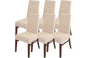 LANSHENG Dining Chair Covers, Stretch Chair Covers for Dining Chairs 6, Removable Washable Dining Chair Seat Slipcovers for Dining Room, Kitchen (Set of 6, Sand)