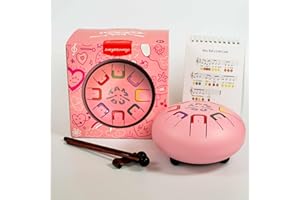 JUEGACONMIGO BABY TAMBÚ Tambour de langue en acier. 6 pouces (15 cm), 8 notes. Handpan, Instrument à percussion en métal (Rose - Pinky Winky)