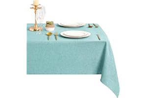 DWCN Aqua Tischdecke Leinenoptik Abwaschbar Tischwäsche Wasserabweisend Tischtuch für Esszimmer, Garten, Party, Hochzeiten oder Haushalt,135x180cm
