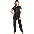 Fabme Women's Plain Satin Night Suit (Shirt and Pyjama) (Color Options) (Size - Small to XX-Large)