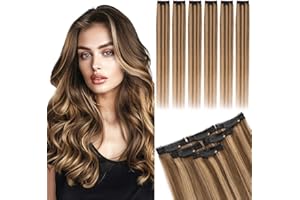 MY-LADY Extension Capelli Veri Clip 6 Pezzi 25cm Extension Capelli Veri per Highlight Natural Lisci Donna #4P27 Biondo Scuro/Marrone Medio 31g