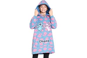 Disney Sudaderas con Capucha para Niña, Sudadera Stitch Niña, Batamanta Infantil, Bata Manta Polar Oversize Ropa para Niñas