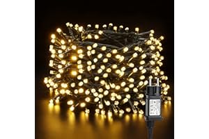 BrizLabs Luci Albero di Natale, 50M 500 LED Catena Luminosa Esterno Bianco Caldo con Spina 8 Modalità Impermeabile Luci Natalizie Decorative per Casa Interno Giardino Festa Matrimonio, Filo Verde