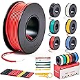 Plusivo 22GA Hook up Wire Kit 22AWG Silicone Wire 600V Tinned Stranded Electrical Wire of 6 Different Colors x 23 ft each Black, Red, Yellow, Green, Blue, White Copper Wire Assortment Kit