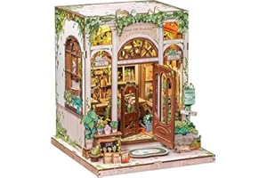 Cutebee Kit DIY Construction Maison Miniature sans Limites – Bricolage Maison Miniature Librairie Green Life avec Éclairage LED, Décoration Intérieure, Étagère (Green Life Bookshop)