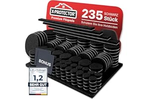 X-PROTECTOR Filzgleiter Selbstklebend Schwarz - 235 Stück Großpackung Premium Möbelgleiter. Filzgleiter groß - Möbelpads aus Filz selbstklebend - Holzbodenschu - Schützen Sie Ihre Holzfußböden!