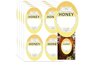 POP RESIN Oval Pure Natural Honey Jars and Bottles 2 x 3 Inch Honey Bee Bottling Label- Honey Farm Kitchen Name Home Business Round Mason Jar Label for Honey Quart Jars and Honey Bears 200 Pcs