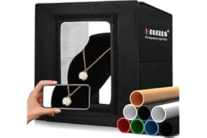 Light Box Photography 30cm, DUCLUS Mini Photo Booth Box with Lights Dimmable & 8 Backdrops for Jewellery Product Photography