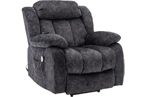 WAWINDS BTM Power Massage Lift Recliner Chair with Heat & Vibration for Elderly, Heavy Duty and Safety Motion Reclining Mechanism - Antiskid Fabric Sofa Contempoary Overstuffed Design (Gray)