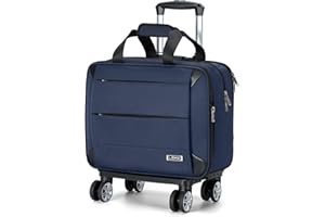 Lekeinchi Women’s 4-Wheel Rolling Laptop Bag – Waterproof Softside Cabin Luggage with Dedicated Laptop Sleeve, Business & Travel Carry-On (Blue)