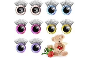 Hyakoz 10 Pezzi 20mm Colorato Plastic Occhi di Sicurezza per Amigurumi con Ciglio Occhi per Bambole Occhietti per Amigurumi con Rondelle Occhi per Artigianato,Orsacchiotto,Bambole e Animali di Peluche