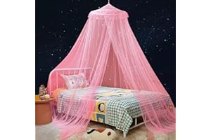 ZIQINPSQ Betthimmel für Mädchen mit leuchtenden Sternen, Prinzessinnen-Betthimmel, Bettvorhänge für Einzel-, Doppel-, Kingsize-Bett, Bettnetz, Raumdekoration, Deckenzelt zum Abdecken von Kleinkindern