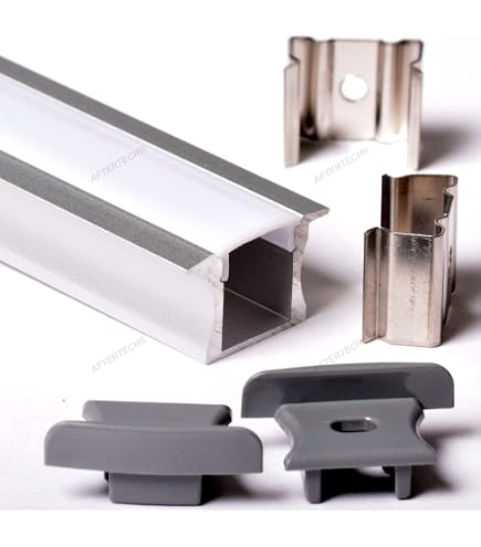 Aftertech Aluminiumprofil Für LED-Streifen – 35x35 Mm, 1 Meter Lang, Mit Weißer Milchglas-Abdeckung, Für Feste LED-Bars