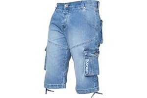 Ze ENZO Short cargo pour homme en denim très résistant pour toutes les tailles