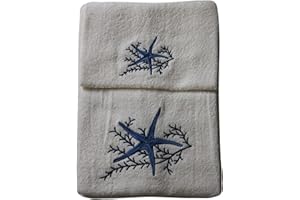 RICAMI FIORENTINI BALDI Ricami FIORENTINI Coppia Spugna con Ricamo Corallo Cotone 100% Made in Italy (Blu)