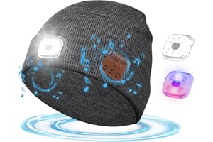 Stycizom LED Bonnet Lampe Frontale, Étanche Lumière Hiver Chaud Phare Cadeaux pour Hommes et Femmes,vélo Camping Randonnée en Plein air Coiffe Rechargeable