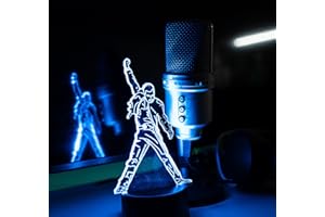 Shop and Solve MusicLED - Luce 3D dream luce notturna FREDDIE MERCURY lampada USB e batteria con telecomando 7 colori e 5 modalità gadget idea regalo fan di freddie queen (Freddie Mercury)