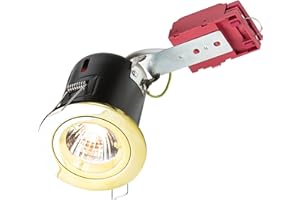 Knightsbridge Fixed GU10 230V 50W IC Fire-Rated Downlight-Brass, Metal