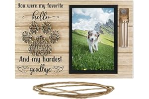 Vencede Pet Memorial Picture Frame, Sympathy Gifts for Loss of Dog, Cat Photo Frame Passed Away Gift,Hanging Picture Frames Square with Mount, Pet Loss Memorial Gifts With Bottle (Nature)