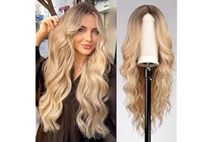BLONDE UNICORN Blonde Wigs for Women Lace Front Wig Long Wavy Wigs Hand-Tied Hairline Natural Looking Synthetic Wigs for Daily Use (Ombre Blonde)