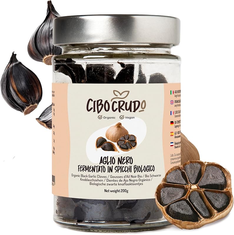 Aglio Nero Fermentato Biologico in Spicchi - Qualità Premium - 200g - Prodotto Alimentare Naturale dal Gusto Dolce e Balsamico.