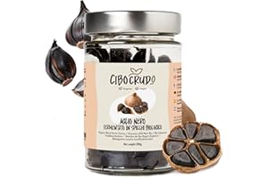 CIBO CRUDO CRUDO BIOLOGICO VEGAN Aglio Nero Fermentato Biologico in Spicchi - Qualità Premium - 200g - Integratore Naturale Ricco di Sali Minerali ed Energizzante Antiossidante
