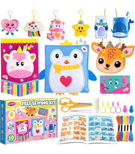 Loisir Créatif Enfants 8 Pièces Kit Couture Enfants Cosysparks 8 Pièces - Animaux Feutre - Aiguilles Plastique - 5 Ans Et Plus Kit Couture Feutre Animaux Débutants