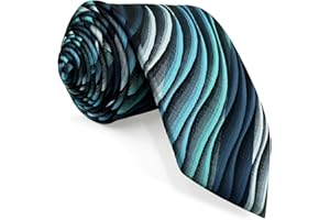 S&W SHLAX&WING Shlax&Wing Cravatta da uomo Ripple Blu Multicolore Seta Verde Lungo 147cm 160cm Seta