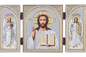 NKlaus Jesus-Kristus ikon, kristen trä triptyk, resealtar | Den kristen triptyken med Jesus Christ fungerar som resealtare
