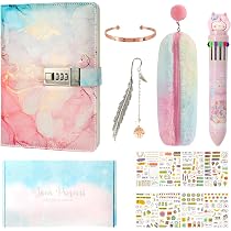 Ensemble Journal Intime Rose A5 Avec Cadenas – 100 Pages, Trousse, Bracelets, Stylo – Cadeau Fille 6-12 Ans