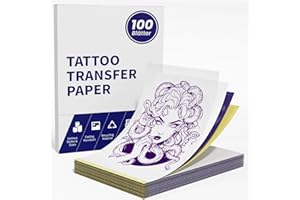 TATTMUSE Tattoo Transfer Papier, 100pcs A4 Größe, thermische Schablone Papier für Tattoo Schablone Drucker, entworfen für Tattoo-Künstler und Enthusiasten, geeignet für die meisten Tattoo-Drucker