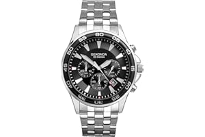 Sekonda Jenson Mens 44mm Chronograph Quartz Watch with Stainless Steel Bracelet Date Window 50m Water Resistant