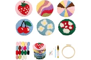 CEOVR Punch Needle Sous-verres Kit Punch Needle Kit Adulte Broderie,10x10 cm Dessous de Verre Tricoté Activité Manuelle (bleu)