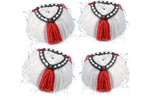 BONBELONG Lot de 4 Tête de Balai Serpillère 2en1 Vadrouille Serpillère pour Vileda Recharge Turbo (White+Red)
