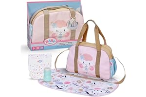 BABY Born Sac à langer – Sac à langer pour poupées avec motif fleuri – Inclut tapis à langer, couche & boîte de poudre – Accessoire de poupée haut de gamme – Pour poupées de 36 cm & 43 cm