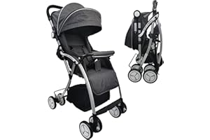 L.A. SPORTS Kinderwagen Buggy faltbar 2-in-1 Kombi-Funktion für Babys ab 0 Monaten und Kleinkinder bis 3 Jahren Rückenlehne verstellbare Sitz- und Liegeposition grau