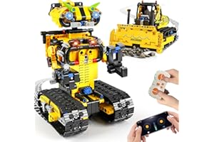 HiWEEGO Technik Ferngesteuert Roboter für Kinder - 730 Teiles 2-in-1 APP Fernbedienung Bausatz RC Robot Bulldozer Technic Programmierbare Bauspielzeug Wiederaufladbar Geschenk für Jungen Mädchen 8-12