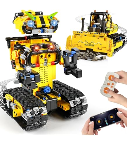 Robot 5 En 1 Technic Pour Enfants, 313 Pièces Avec App Et Télécommande, Modèle Tracteur / Moissonneur / Chariot, Cadeau Éducatif STEM Dès 8 Ans