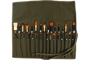 Liquidraw 30 Pocket Canvas Paint Brush Holder - Green | Roll Up Brush Storage Pouch | Ideal Case for Paintbrush & Art Tool Storage | Easy to Carry | 53 x 45 cm | Also Great for Storing Makeup Brushes